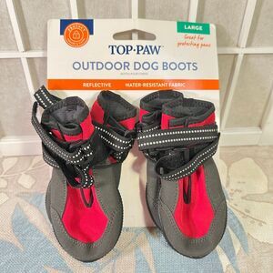 Top Paw Red Protective Dog Outdoor Dog Boots   Size Large